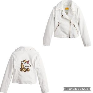 Little Girls’ Faux Leather Moto Unicorn Jacket